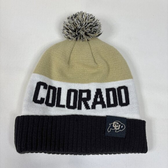 University of Colorado Boulder CU Buffaloes Nike Knit Cuff Pom Beanie Hat Cap OS - Picture 1 of 4